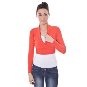 Datch Knit VNeck Cardigan Women Orange Sweaters